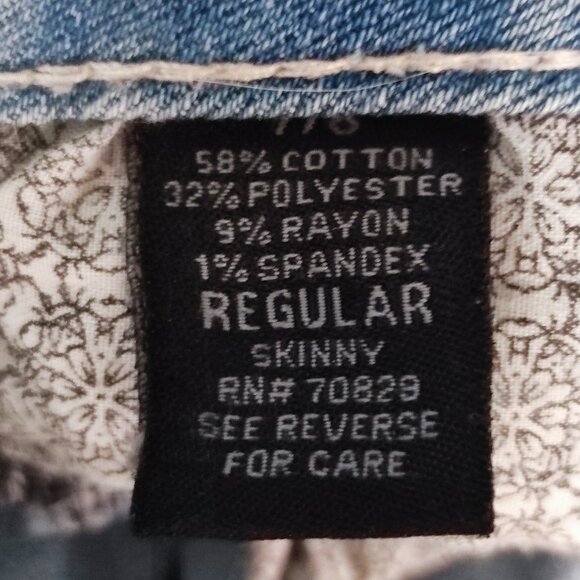 Premiere by rue21 jeans hard washed distressed ripped blue women's size 7/8 R - Picture 7 of 15